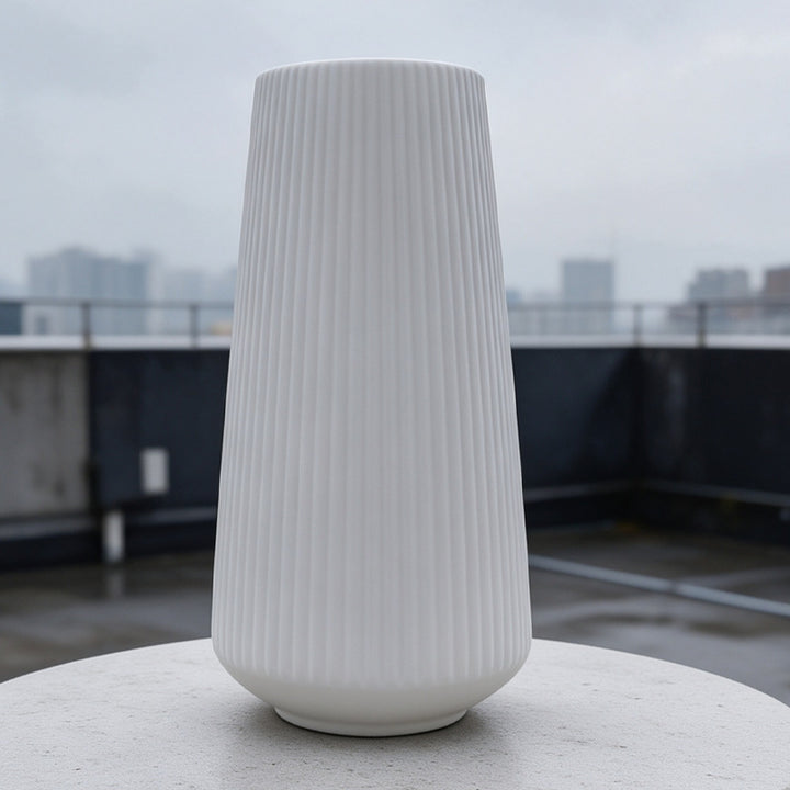 Modern Vertical Ribbed Ceramic Vase Bowlift