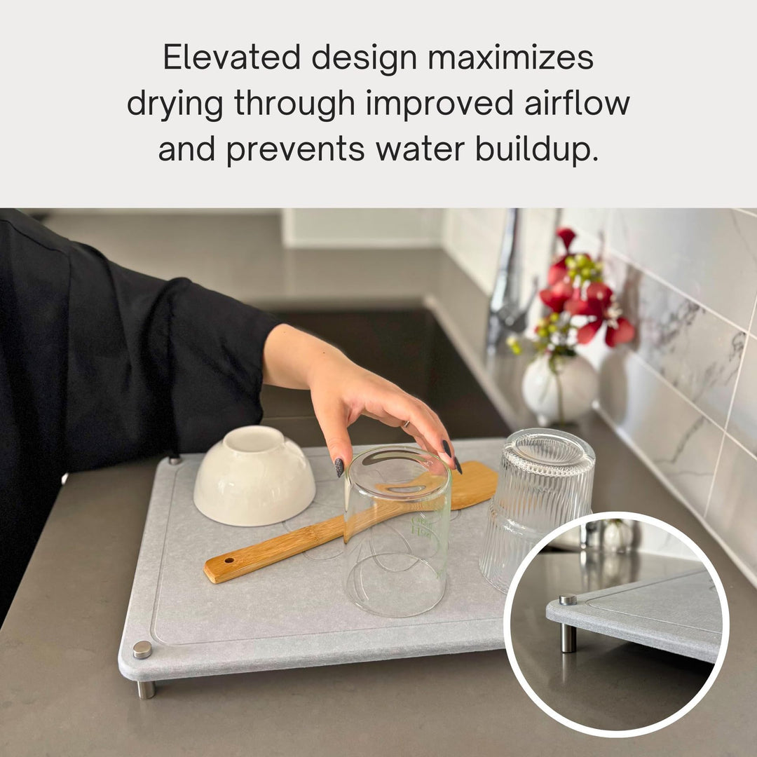 Two-Tier Stone Dish Drying Rack Bowlift