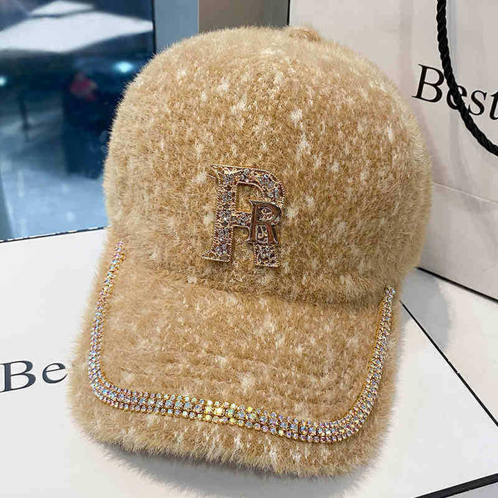 Women's Luxurious Fleece Embellished Baseball Cap Bowlift