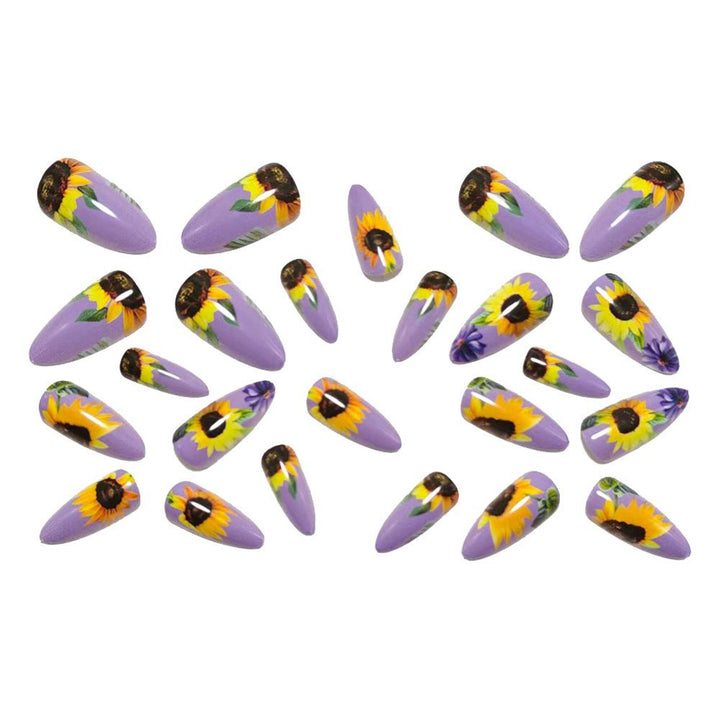 Art nails with elaborate sunflower motifs Bowlift