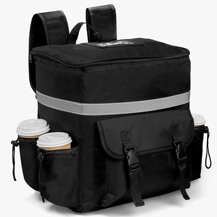 Women's Insulated Pizza Delivery Bag with Drink Holders and Reflective Elements Bowlift