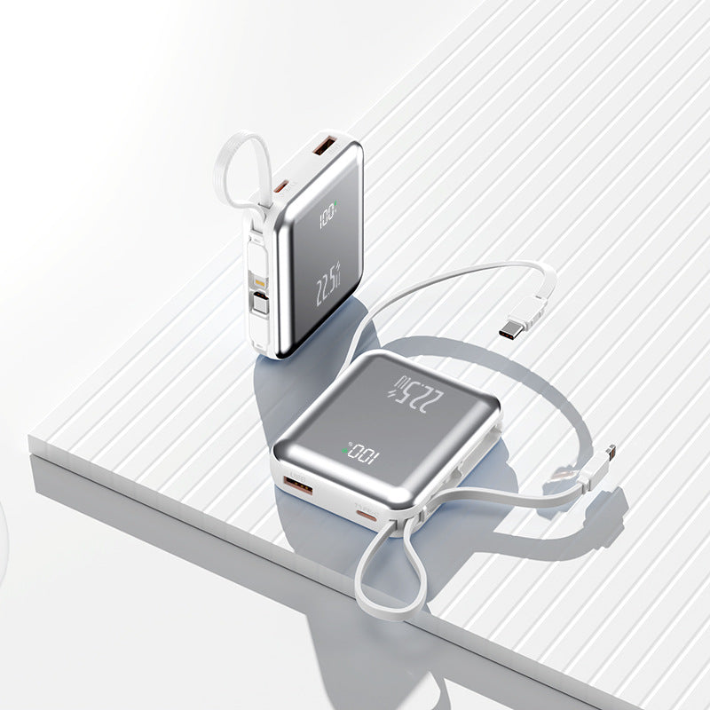 Portable power bank with digital display and integrated cable management Bowlift