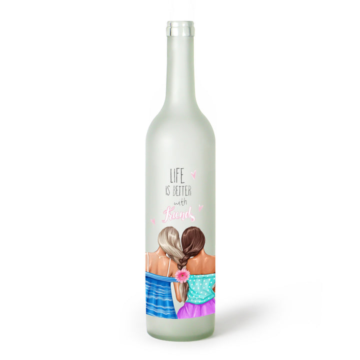 Decorative Frosted Glass Bottle Vase With Fashion Collage Decal