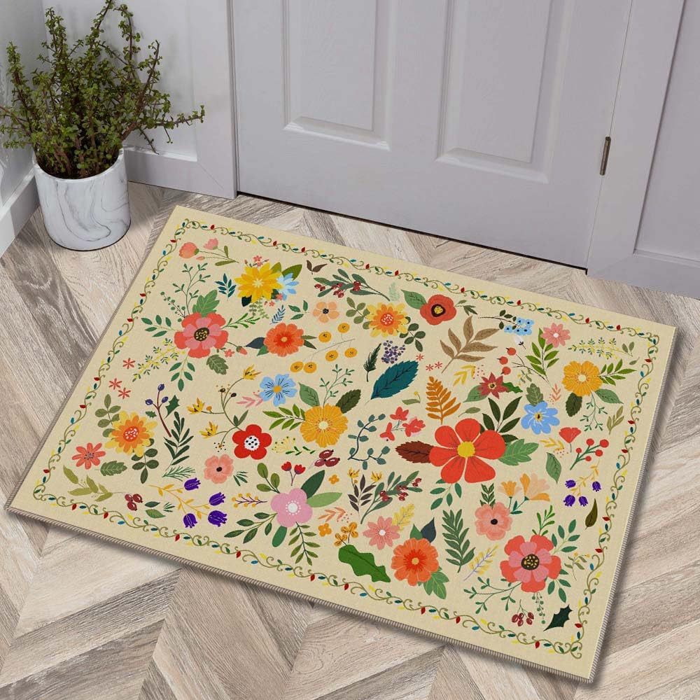 Luxurious Floral Design Bath Mat Bowlift
