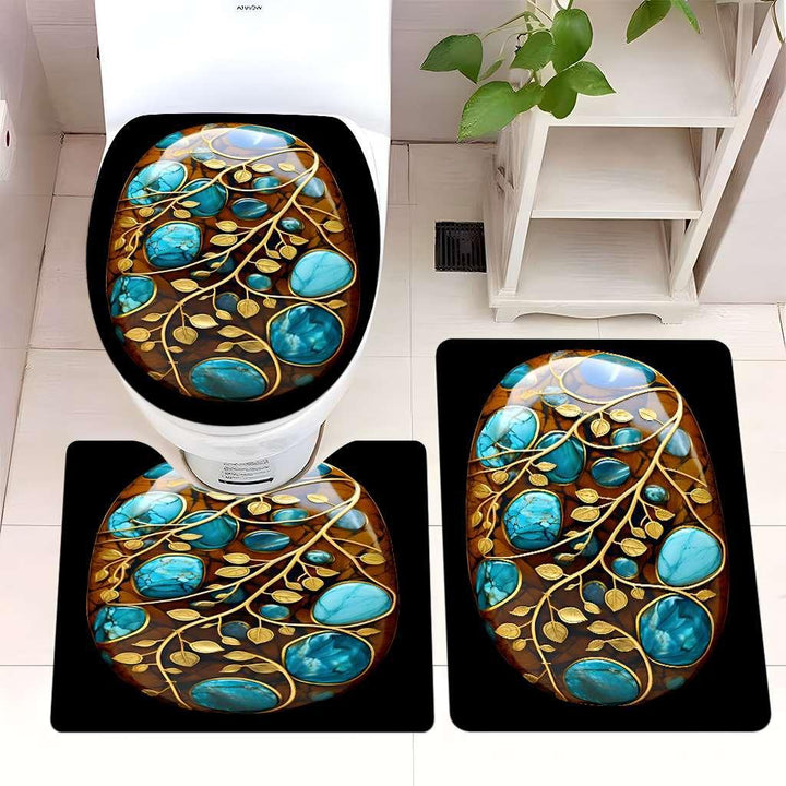 Decorative Rock and Butterfly Bathroom Mat Set Bowlift