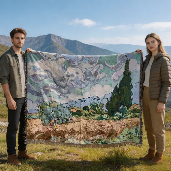 Artistic Vintage-Inspired Tapestry Blanket