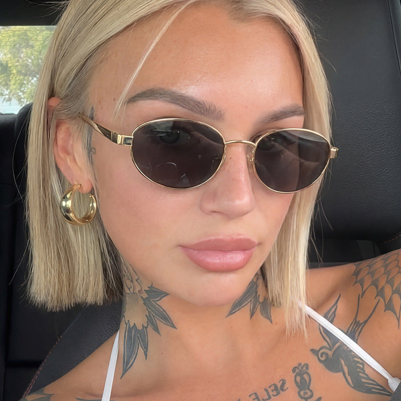 Women's fashionable sunglasses with narrow metal frame Bowlift