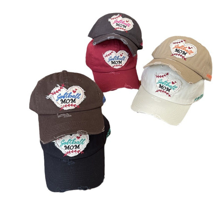 Women's Distressed Softball Mom Patch Baseball Cap Bowlift