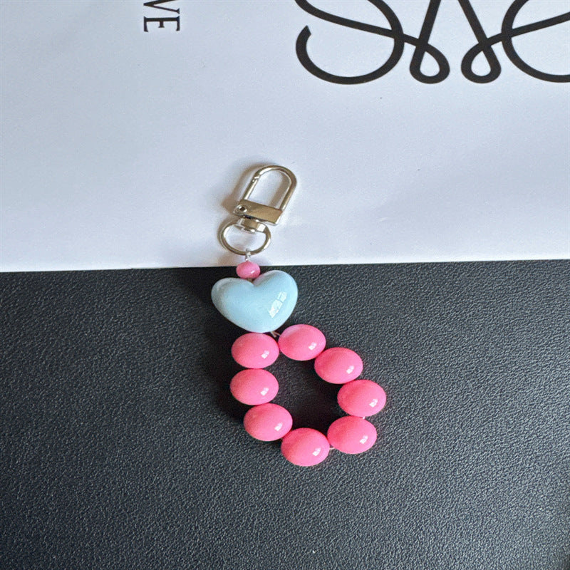 Charming Heart-Shaped Beaded Keychain Bowlift