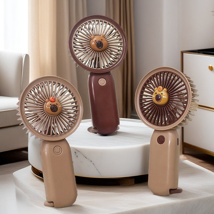 Women Portable Handheld Fan with Cute Bear Motif Bowlift