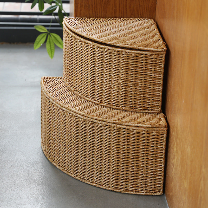 Corner Woven Storage Basket with Lid Bowlift