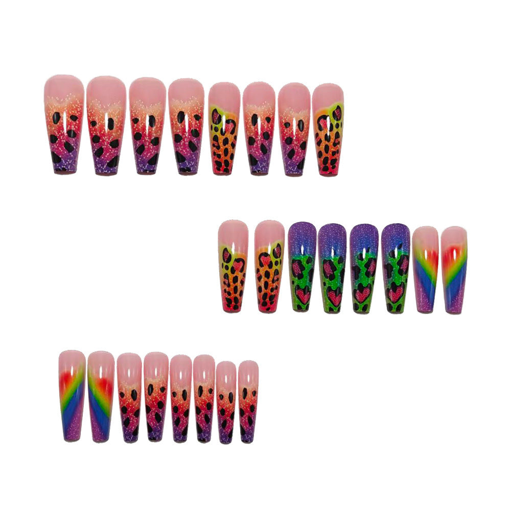Creative leopard and heart design artificial nails Bowlift