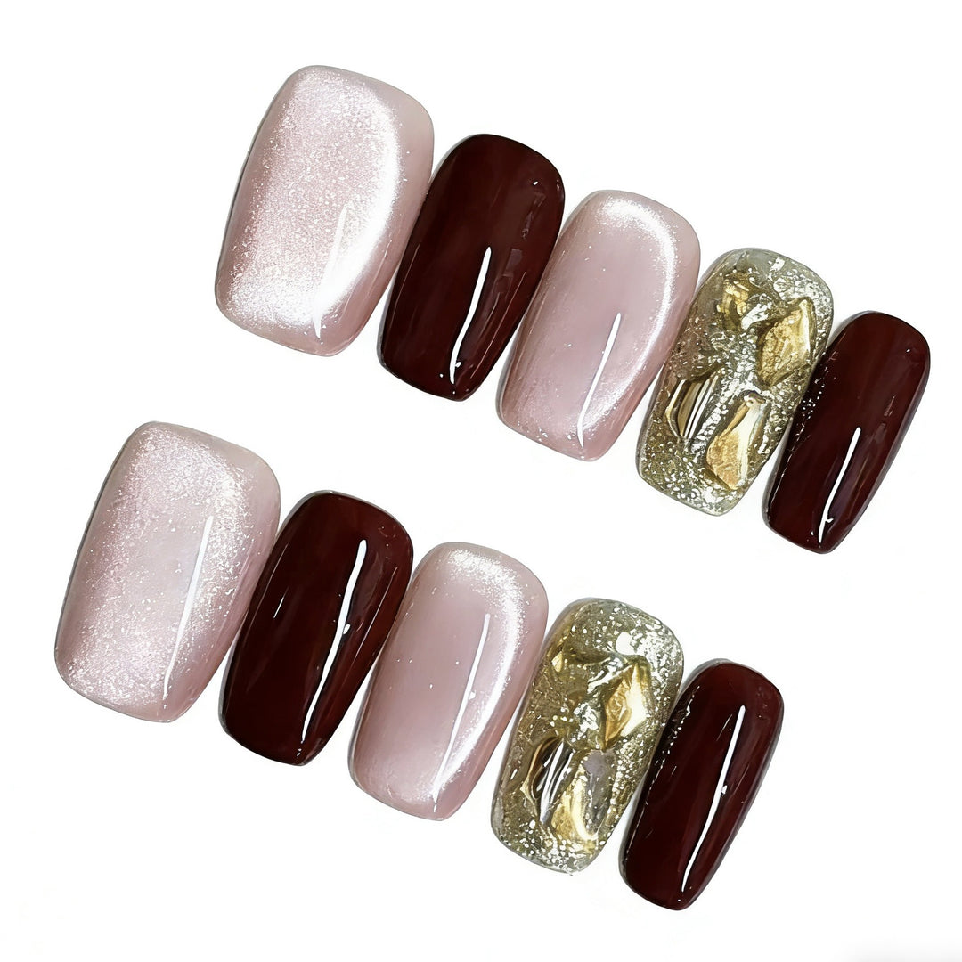 Luxurious Manual Press-On Nail Set Bowlift