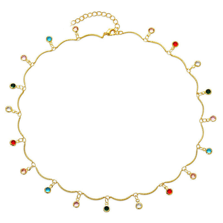 Gold-Plated Gemstone Charm Necklace Bowlift
