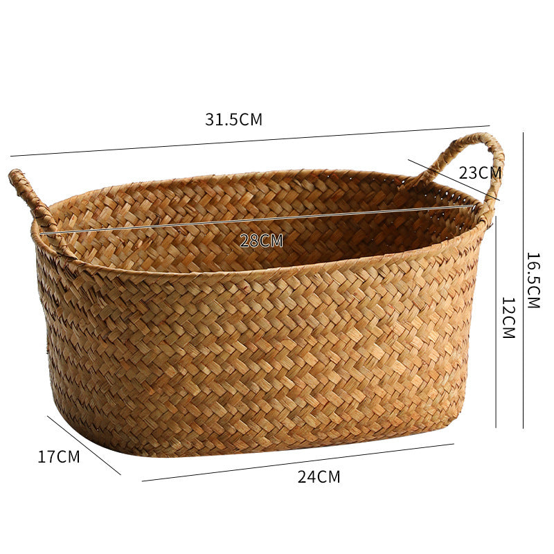 Natural Woven Storage Basket with Ergonomic Handles Bowlift