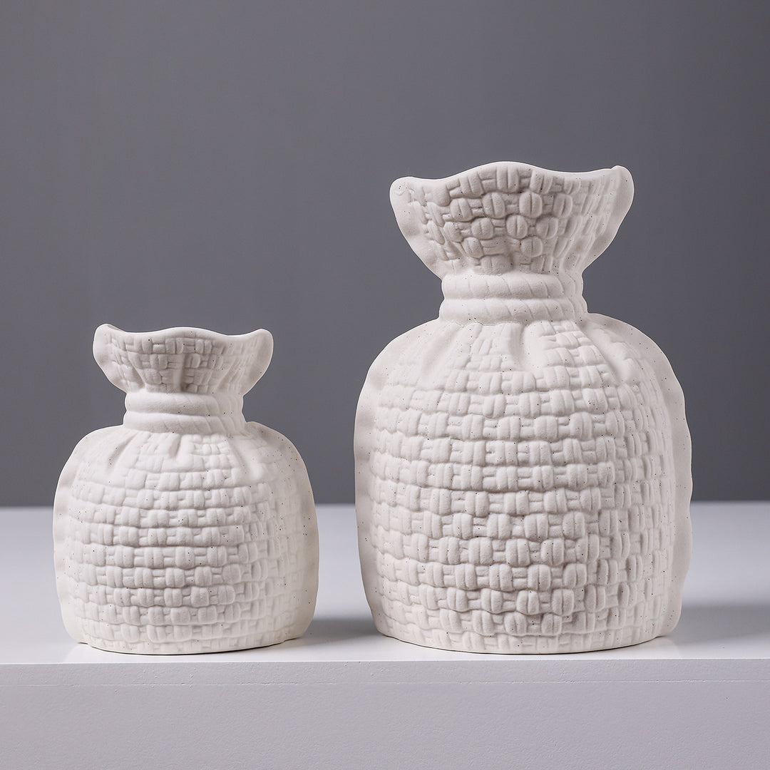 Woven Texture Ceramic Vase Bowlift