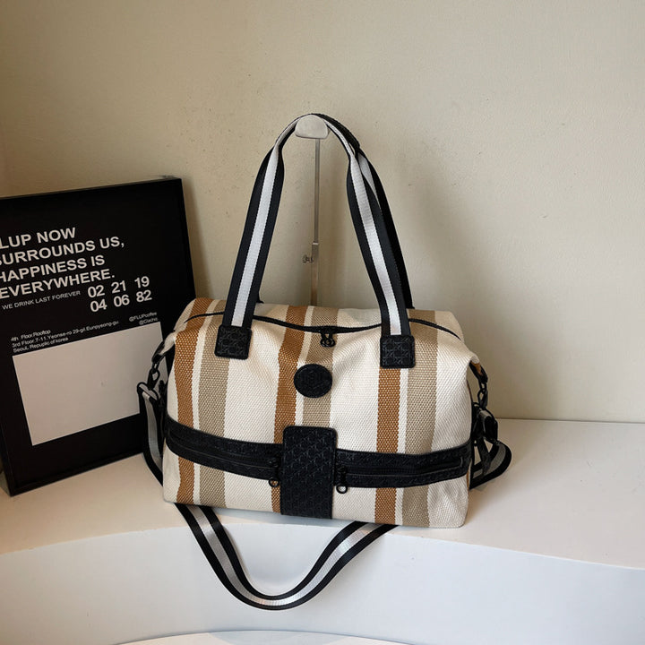 Stylish Striped Weekend Duffel Bag Bowlift