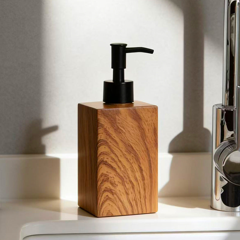 Wooden-Texture Rectangular Liquid Soap Dispenser with Pump Bowlift