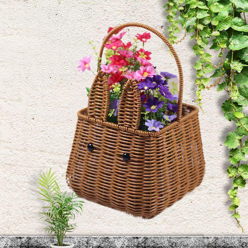 Whimsical Rabbit-Shaped Woven Basket Bowlift