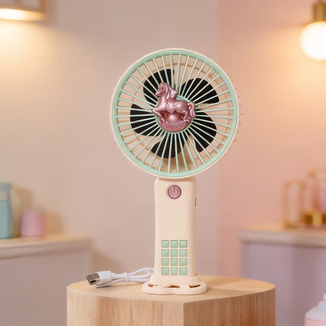 Portable handheld fan with nostalgic horse motif Bowlift