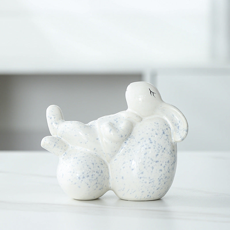 Whimsical Decorative Bunny Sculpture Bowlift