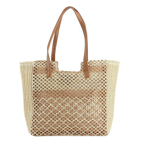 Handcrafted basket bag with leather handles Bowlift