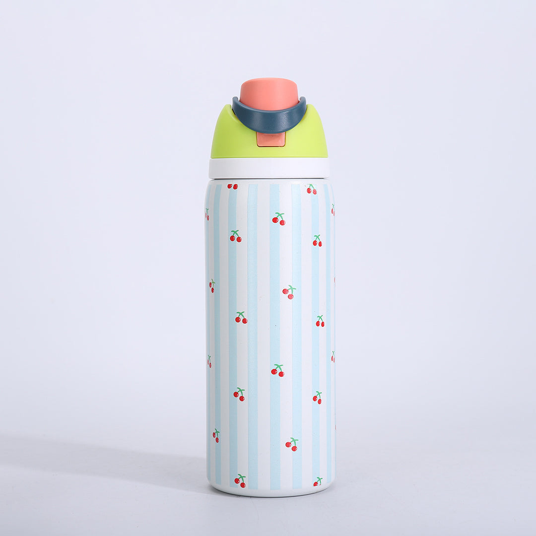 Vacuum-Insulated Stainless Steel Bottle With One-Touch Flip Lid And Integrated Carry Loop