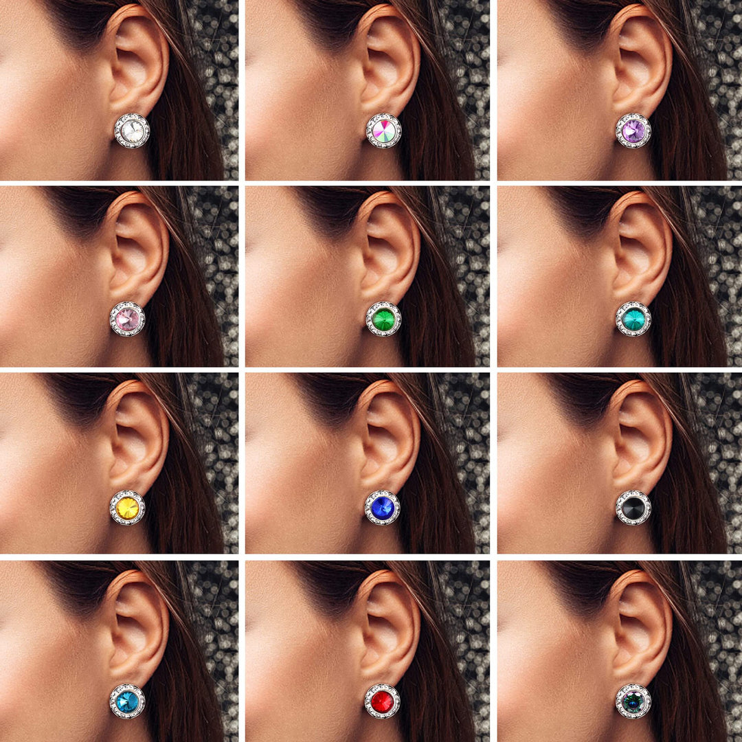 Elegant Round Crystal Stud Earrings Bowlift