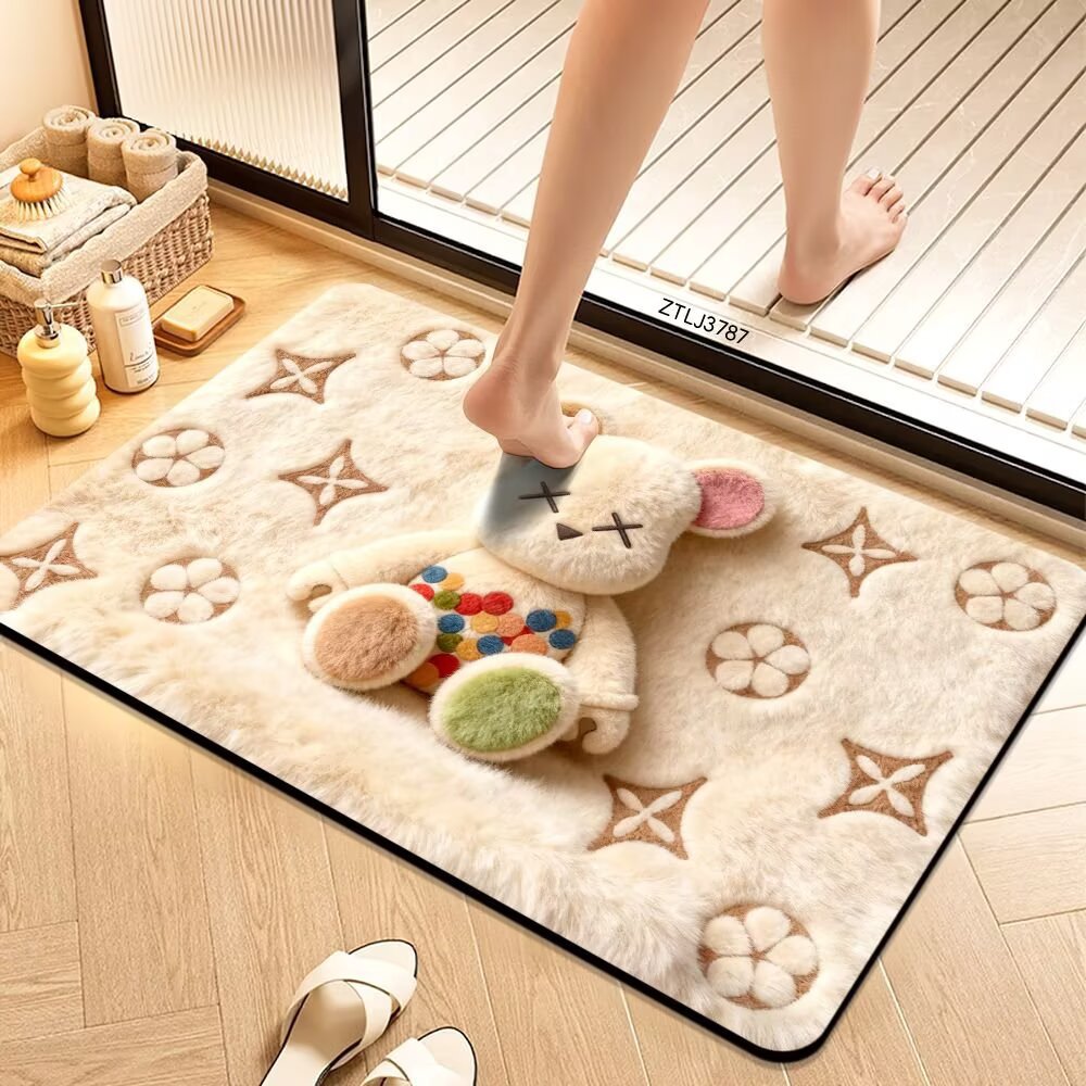 Plush Cartoon Themed Bath Mat Bowlift