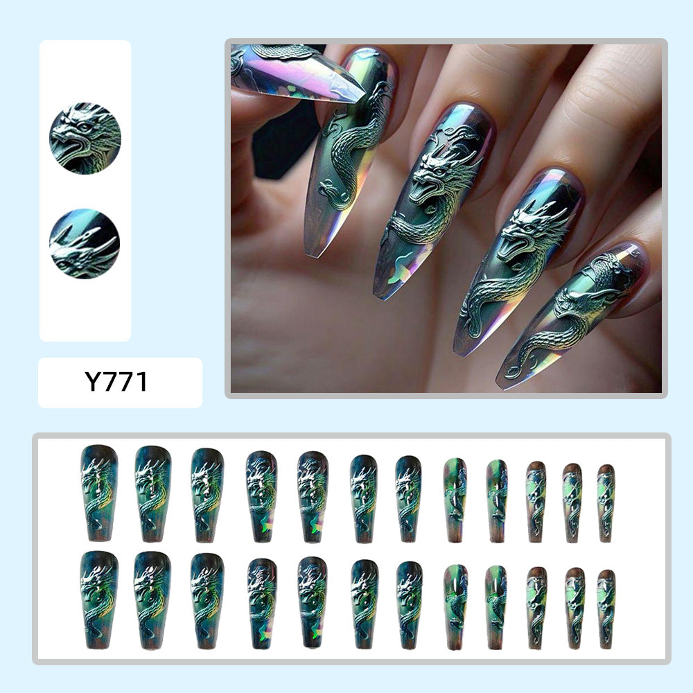 Artificial nails with 3D dragon design Bowlift