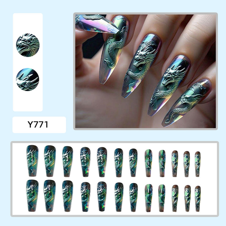 Artificial nails with 3D dragon design Bowlift