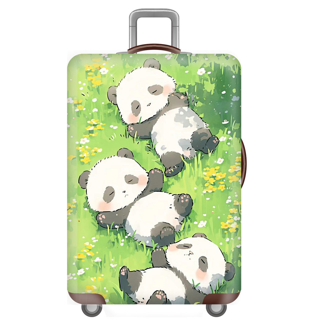 Unisex non-elastic suitcase cover for hard shell trolley with cute panda design, stretch protective cover with handle and wheel openings Bowlift