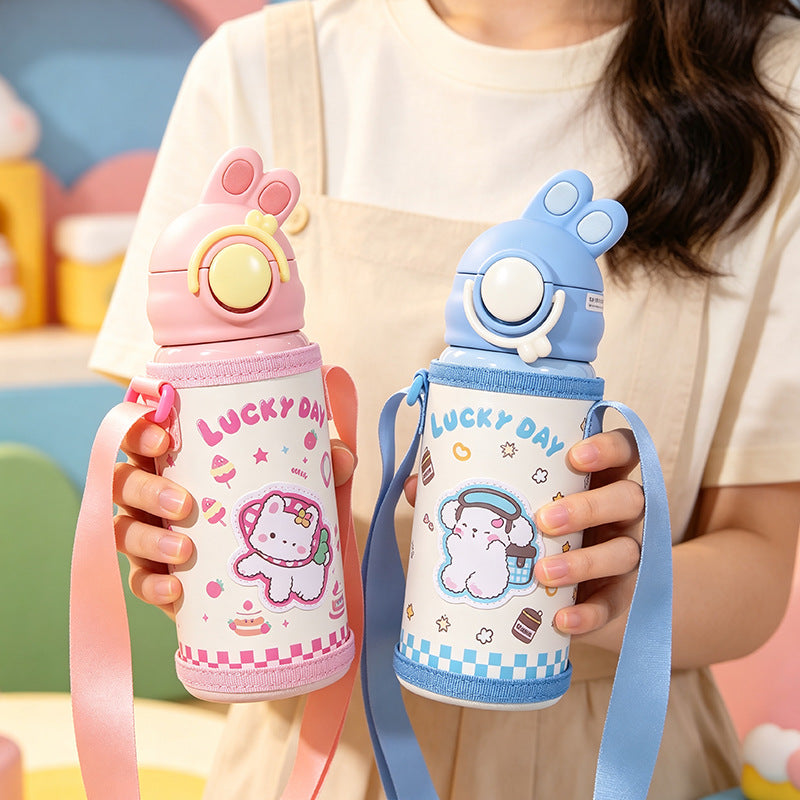 Women's insulated bottle with practical carrying device and playful design Bowlift