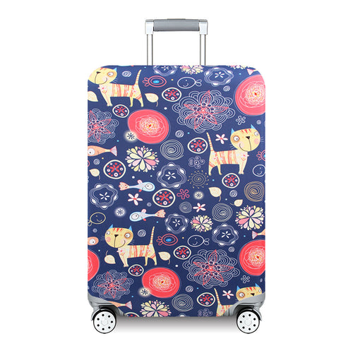 Ladies Hard Shell Suitcase with Playful Animal and Flower Pattern Bowlift
