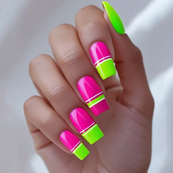 Abstract Color Block Nail Art Bowlift