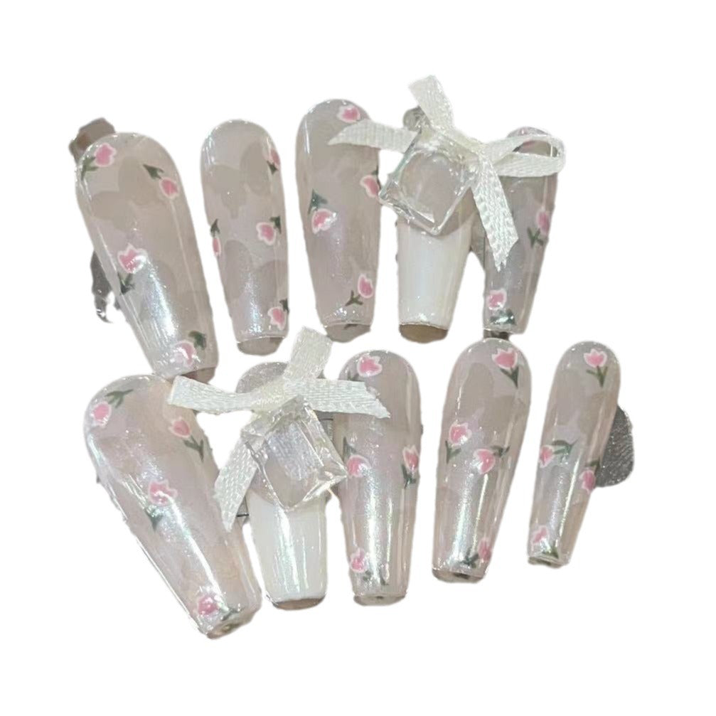 Floral Embellished Press-On Nails Bowlift