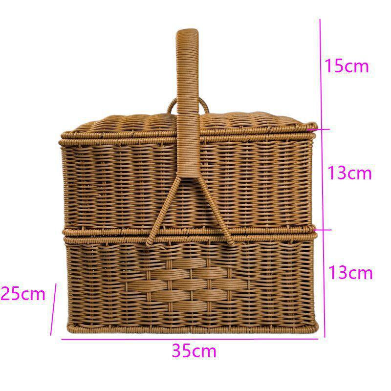 Multi-Layer Woven Picnic Storage Basket Bowlift