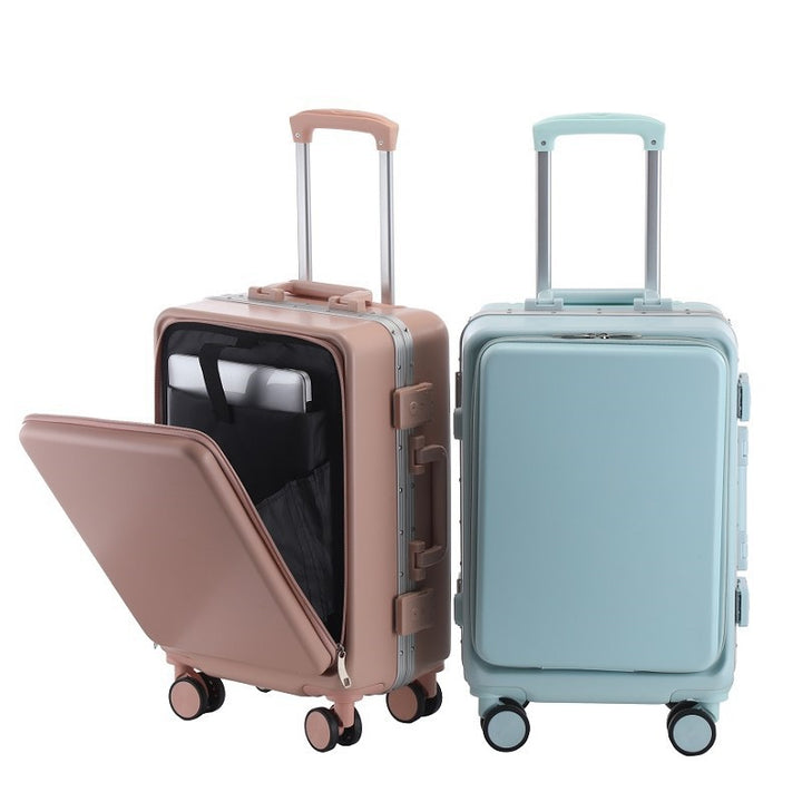 carry-on hardshell front-pocket spinner suitcase with quick-access compartment telescopic handle and smooth full-rotation wheels Bowlift