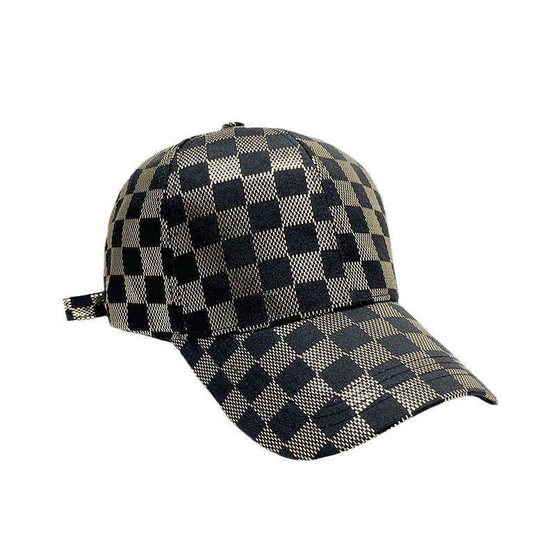 Women's Stylish Checkered Pattern Baseball Cap Bowlift
