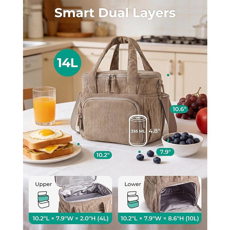 Insulated Multi-Compartment Lunch Cooler Tote Bowlift