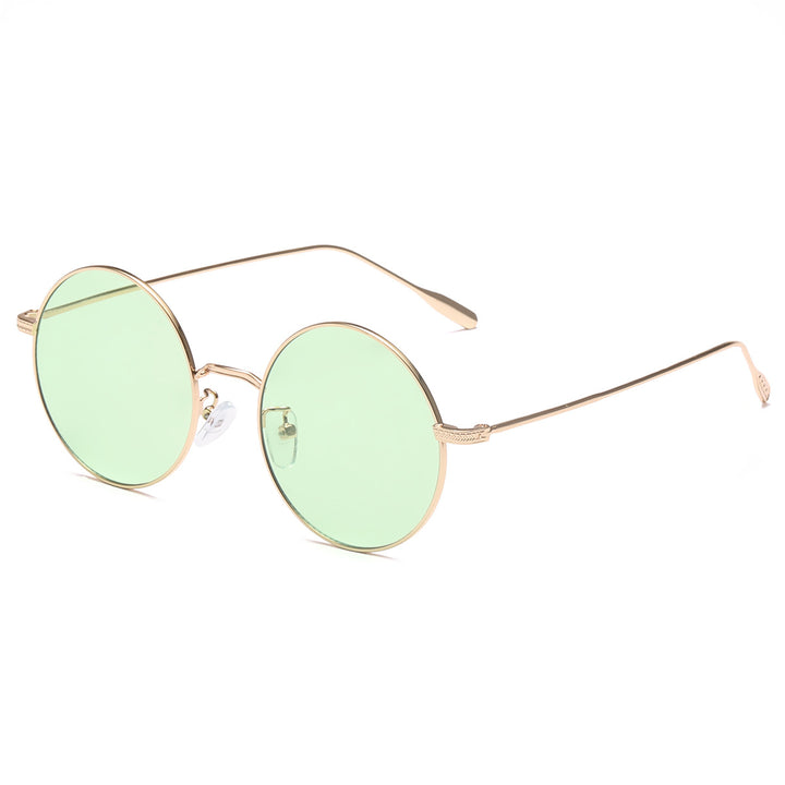 Women's round sunglasses with elegant metal frame and polarized lenses Bowlift