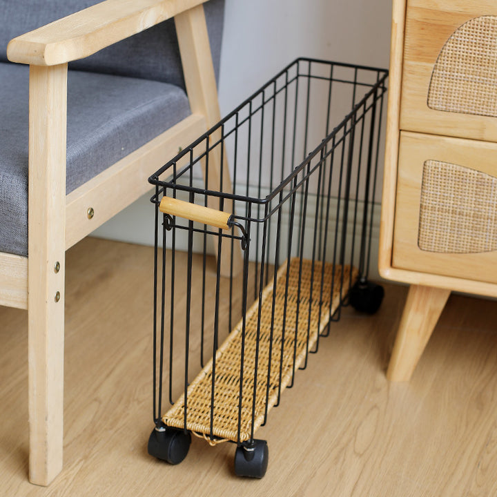 Rolling Wicker Storage Cart Bowlift