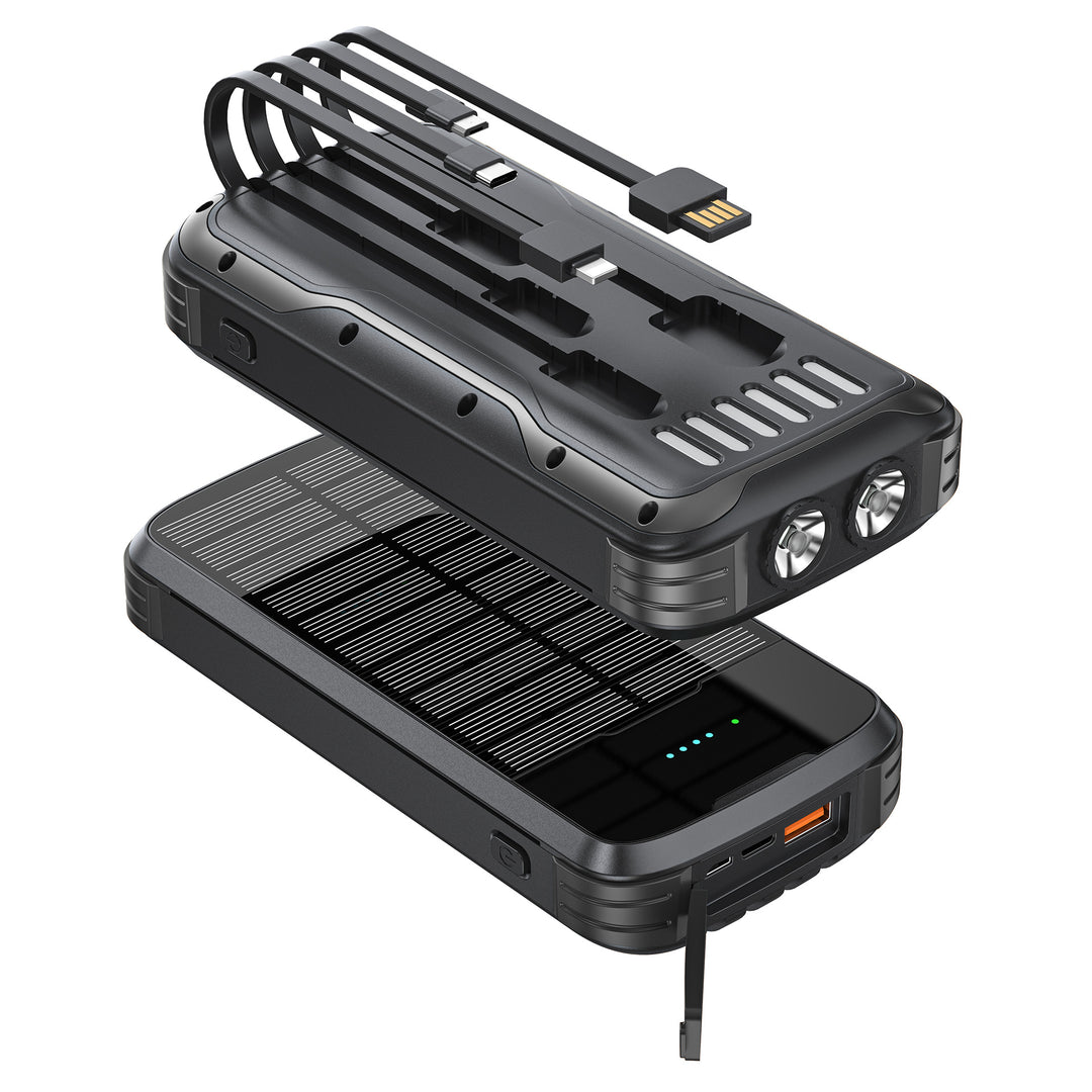 Solar Powerbank with Integrated LED Light and Multiple Charging Ports Bowlift