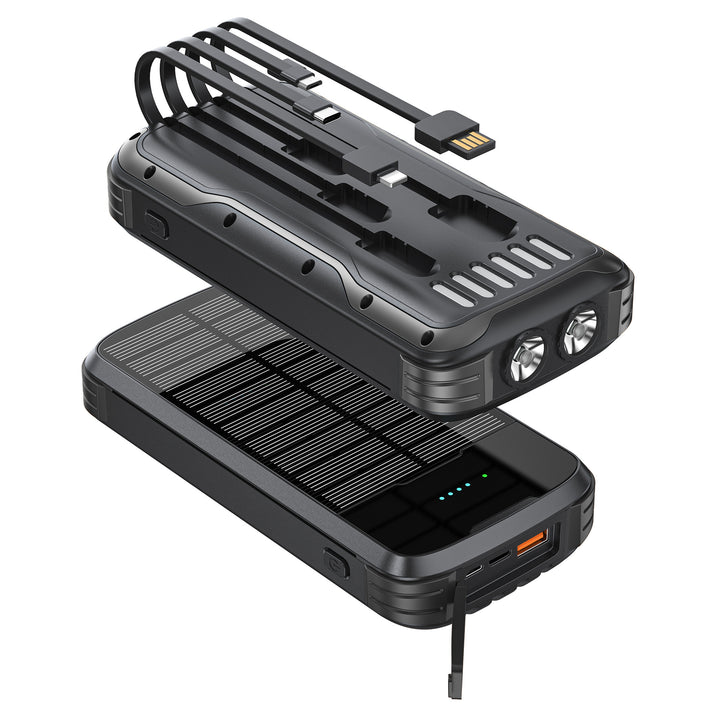 Solar Powerbank with Integrated LED Light and Multiple Charging Ports Bowlift