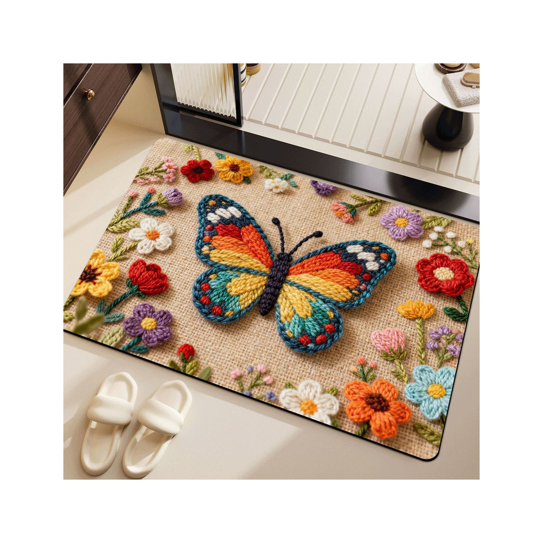 Butterfly Themed Decorative Bath Rug Bowlift
