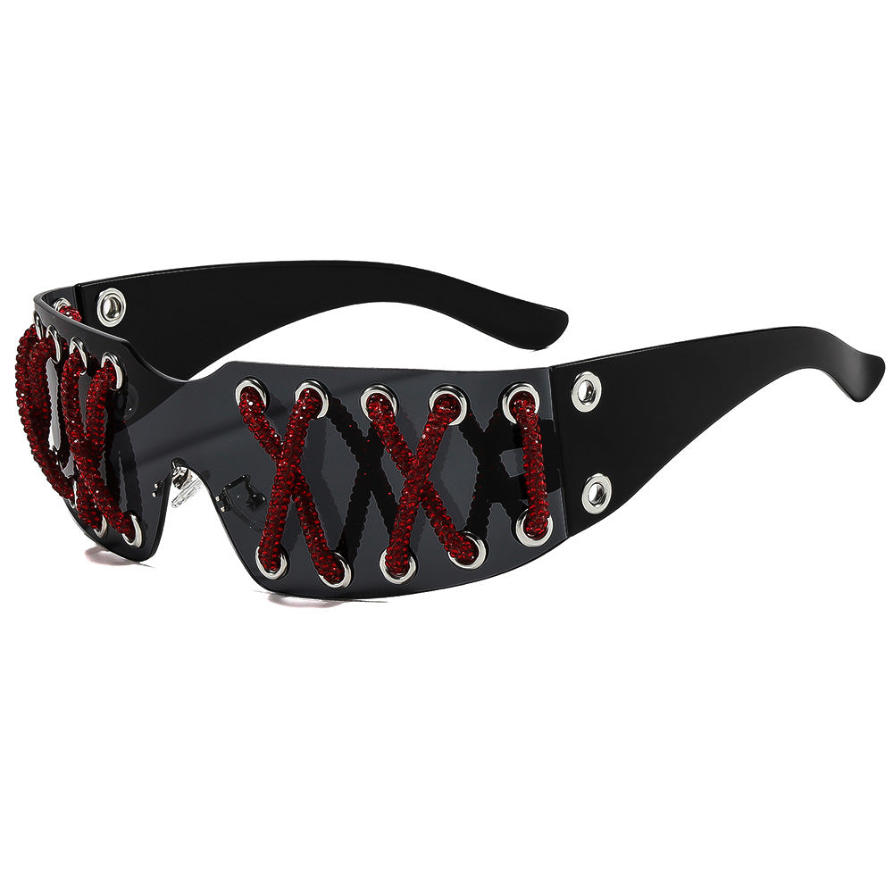 Women futuristic design sunglasses with unique decor Bowlift
