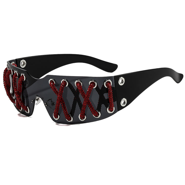 Women futuristic design sunglasses with unique decor Bowlift