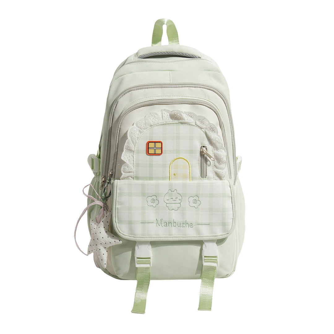 Cute Decorative Checkered School Backpack Bowlift