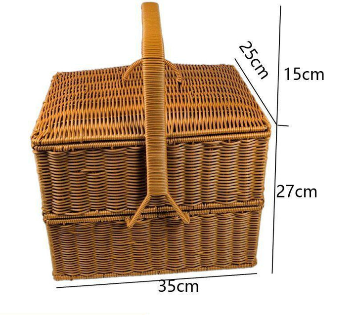 Dual-Layer Woven Storage Basket Bowlift