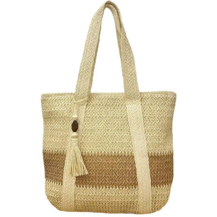 Handbag Made of Natural, Handwoven Straw with Elegant Fringe Bowlift